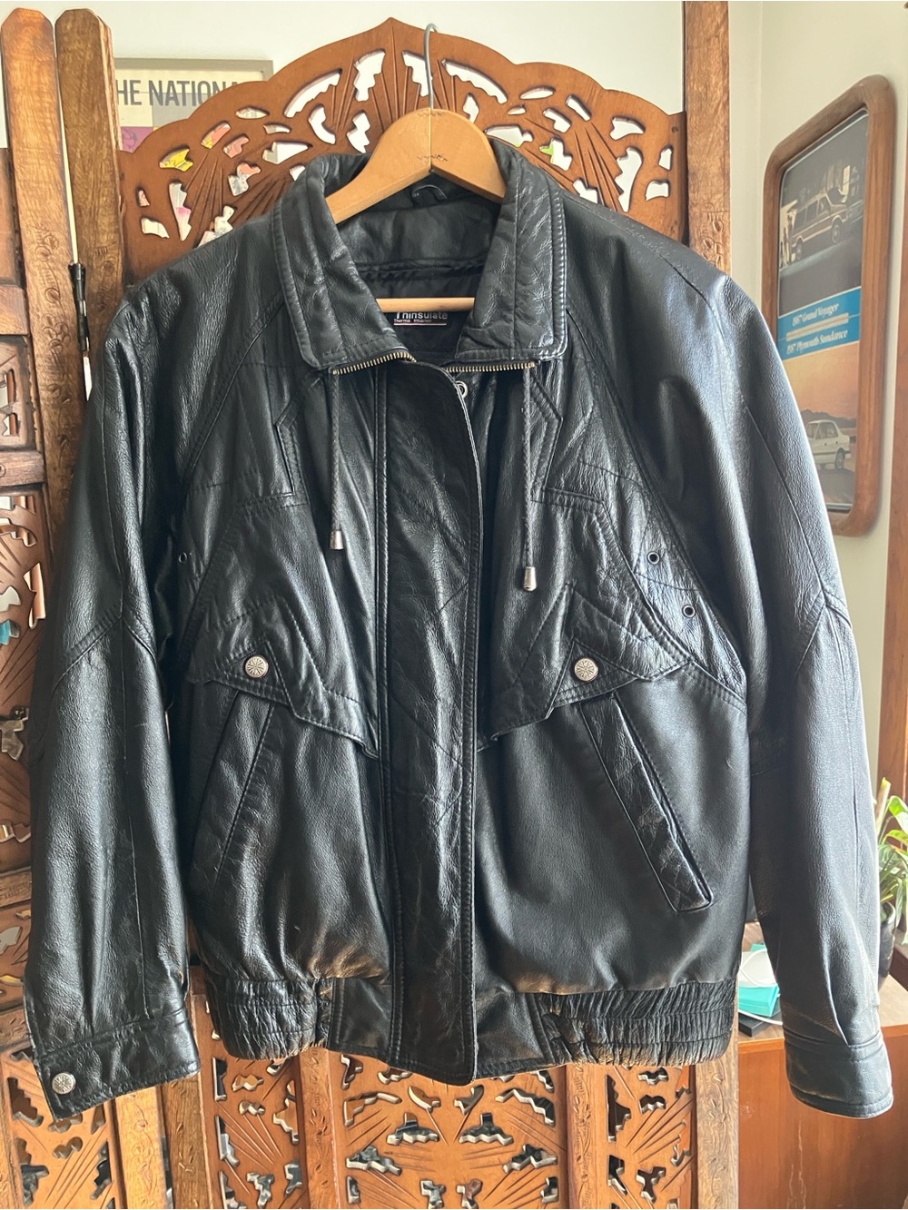 80s or 90s Vintage Wilson’s Leather black bomber jacket, 3M Thinsulate